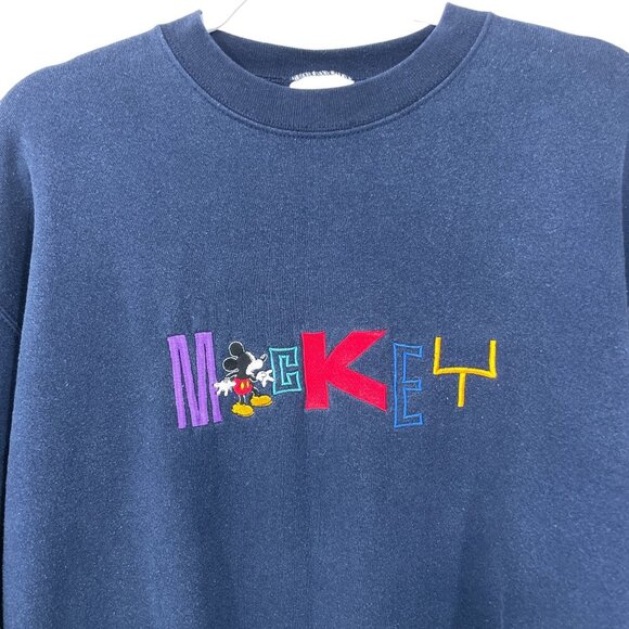 Vtg 90's Mickey & Co Size L Crewneck Sweatshirt Navy Blue Disney‎ Made in USA - Picture 3 of 5